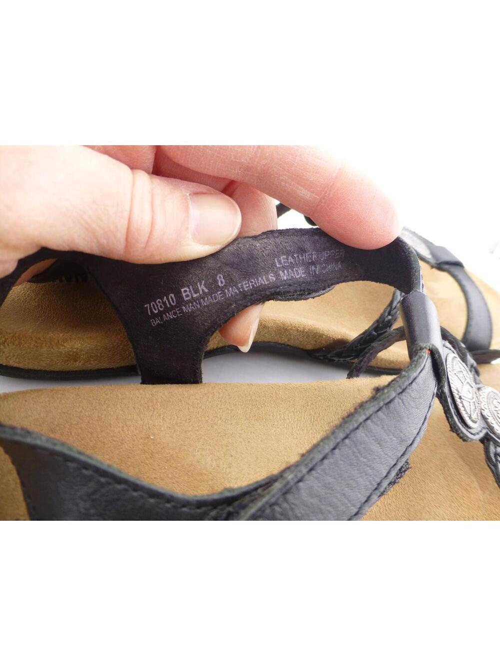 Minnetonka Lakeshore Women's Black Leather Hook & Loop Sandals US Size 8 M3 - Picture 7 of 14